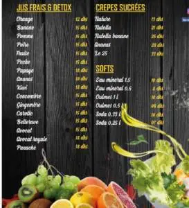 Menu 25Food corner Marrakech