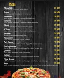 Menu 25Food corner Marrakech