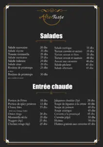 menu aftertaste safi