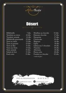 menu aftertaste safi