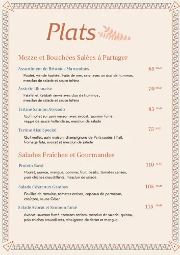 Menu de Akal restaurant à Casablanca — page 6