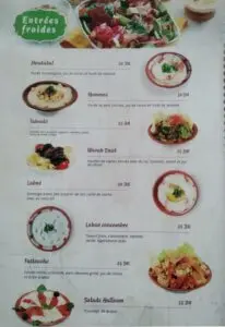 ali baba menu restaurant tanger