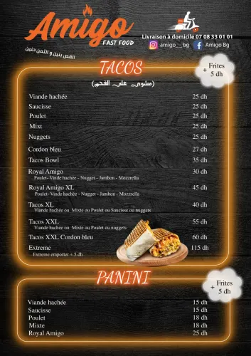 Menu de Amigo à Benguerir