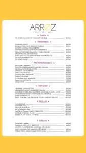 Menu Arroz Bar Restaurant Marrakech June 2023 191112