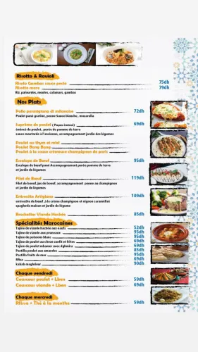 Menu de Artigiano agdal à Rabat