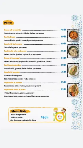 Menu de Artigiano agdal à Rabat