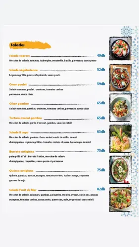 Menu de Artigiano agdal à Rabat