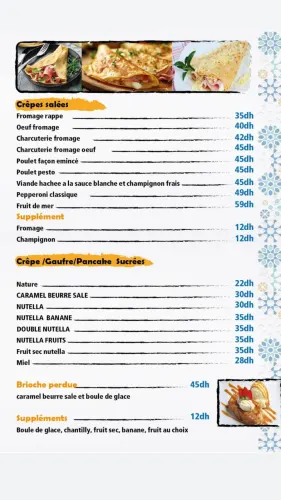 Menu de Artigiano agdal à Rabat