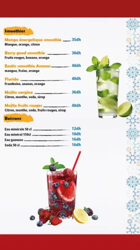 Menu de Artigiano agdal à Rabat