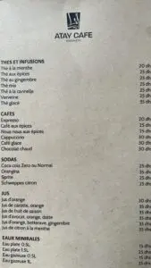 Menu Atay Cafe Marrakech August 2024 430508-404500