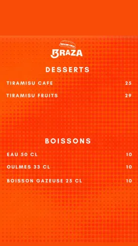 Menu de Braza à Casablanca