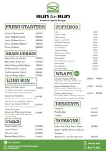 menu bun to bun restaurant dar bouazza casablanca 1