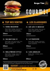 menu burger time restaurant a agadir