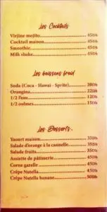 Menu Café Kessabine Marrakech August 2024 251008-337100