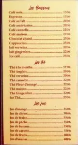 Menu Café Kessabine Marrakech August 2024 271008-175000