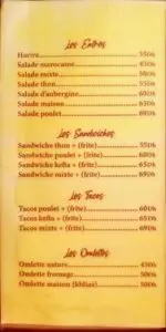 Menu Café Kessabine Marrakech August 2024 251008-506200