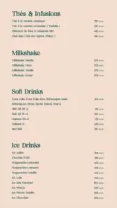 Menu Coco palm Casablanca