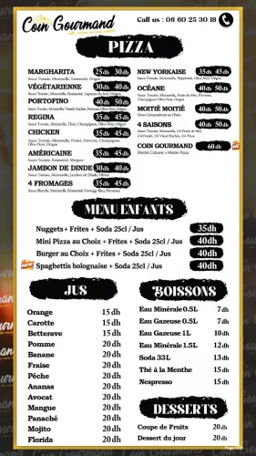 Menu de Coin gourmand à Benguerir