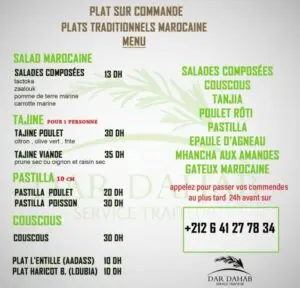 dar dahab menu marrakech