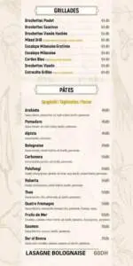 Menu Dar El Benna Marrakech June 2023 031322