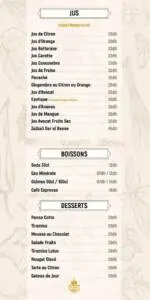 Menu Dar El Benna Marrakech June 2023 351322