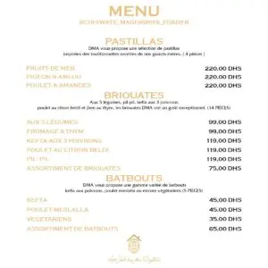 Dar Moul Atay Casablanca Menu 4