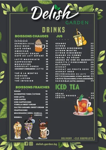 Menu de Delish Garden à Benguerir