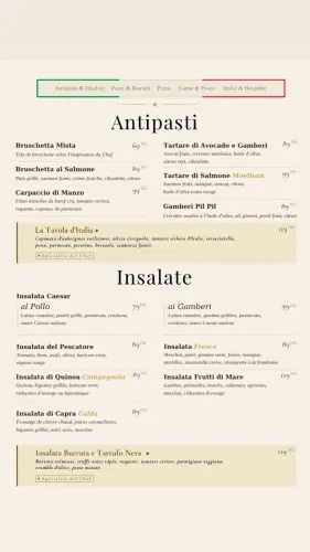 Menu de Felicità à Casablanca