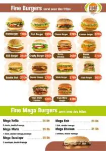 fine burger menu talborjt agadir 6