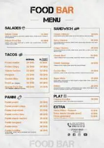 food bar menu restaurant casablanca 1