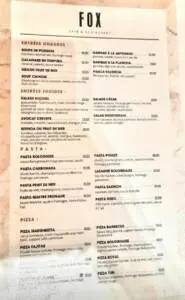 Menu Fox Tangier Tanger June 2023 503921