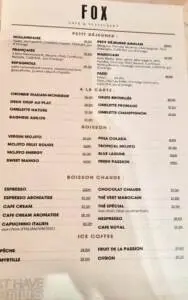 Menu Fox Tangier Tanger June 2023 453921
