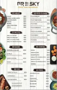 menu fresky restaurant a marrakech 1