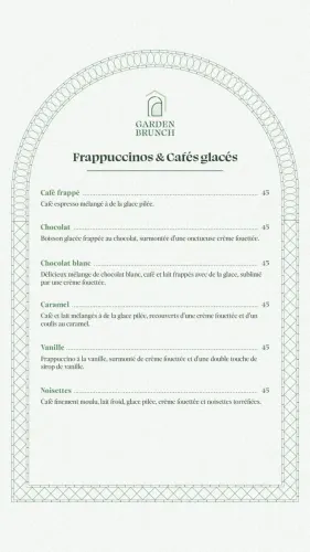 Menu de Garden Brunch à Casablanca