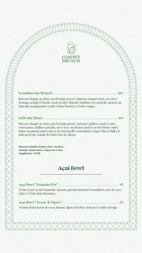 Menu de Garden Brunch à Casablanca
