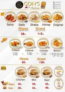 gons chiken menu restaurant coreen marrakech 2022 2