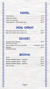 menu Greekos restaurant a casablanca dar bouazza 2