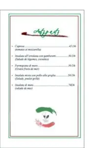 Il Giardino Rabat Menu Restaurant 1