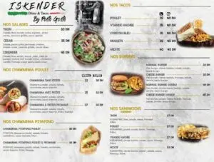 menu ISKENDER restaurant a benguerir 3