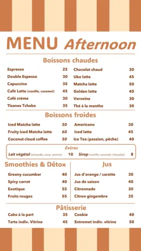 Menu de June café restaurant à Casablanca