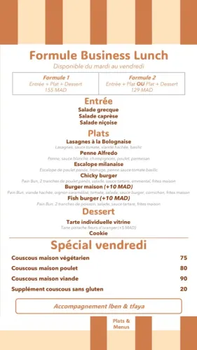 Menu de June café restaurant à Casablanca