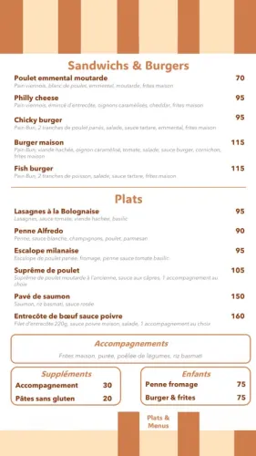 Menu de June café restaurant à Casablanca