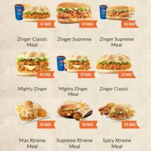 KFC MENU MAROC