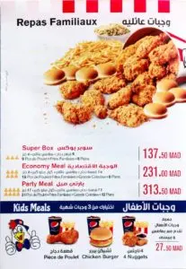 KFC MENU MAROC