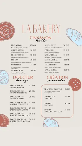 Menu de La Bakery à Casablanca