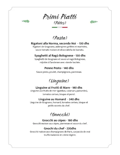 Menu de La Casa Napoli à Marrakech — page 10