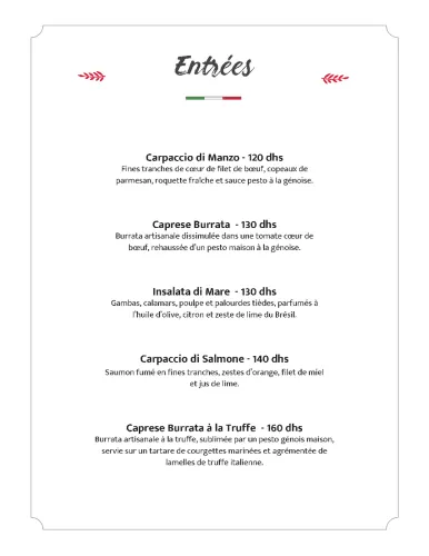 Menu de La Casa Napoli à Marrakech — page 9