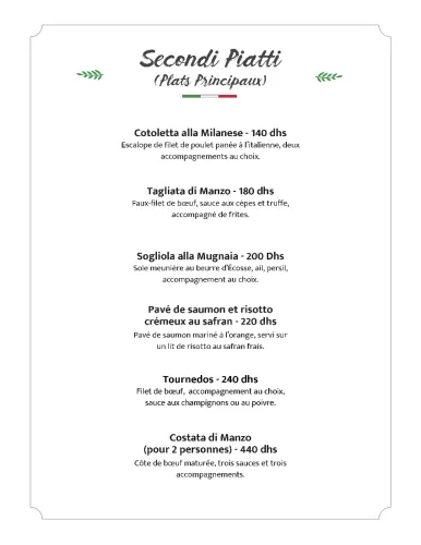Menu de La Casa Napoli à Marrakech — page 12