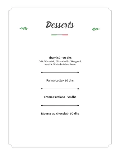 Menu de La Casa Napoli à Marrakech — page 16