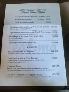 Menu La Ferme Medina Marrakech December 2023 281910-907400